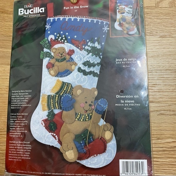 Vintage Bucilla Felt Stocking Kit Craft Fun in the Snow Christmas NEW 84953 - Picture 4 of 5